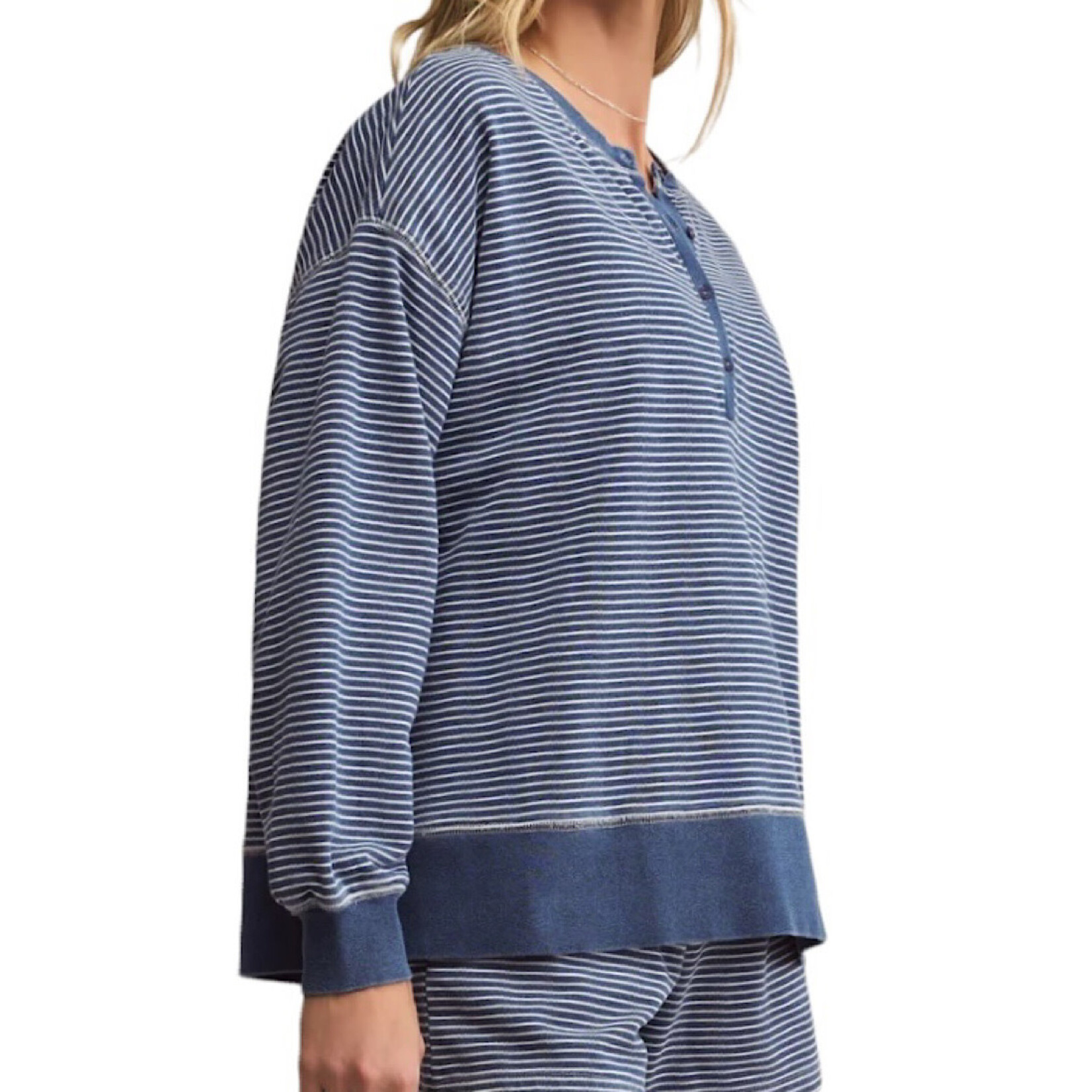 Z Supply Z Supply Apollo Striped Sweatshirt Vintage Indigo