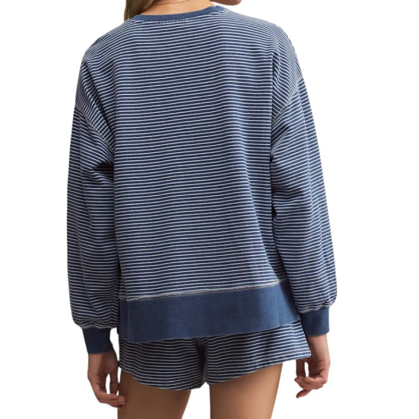 Z Supply Z Supply Apollo Striped Sweatshirt Vintage Indigo