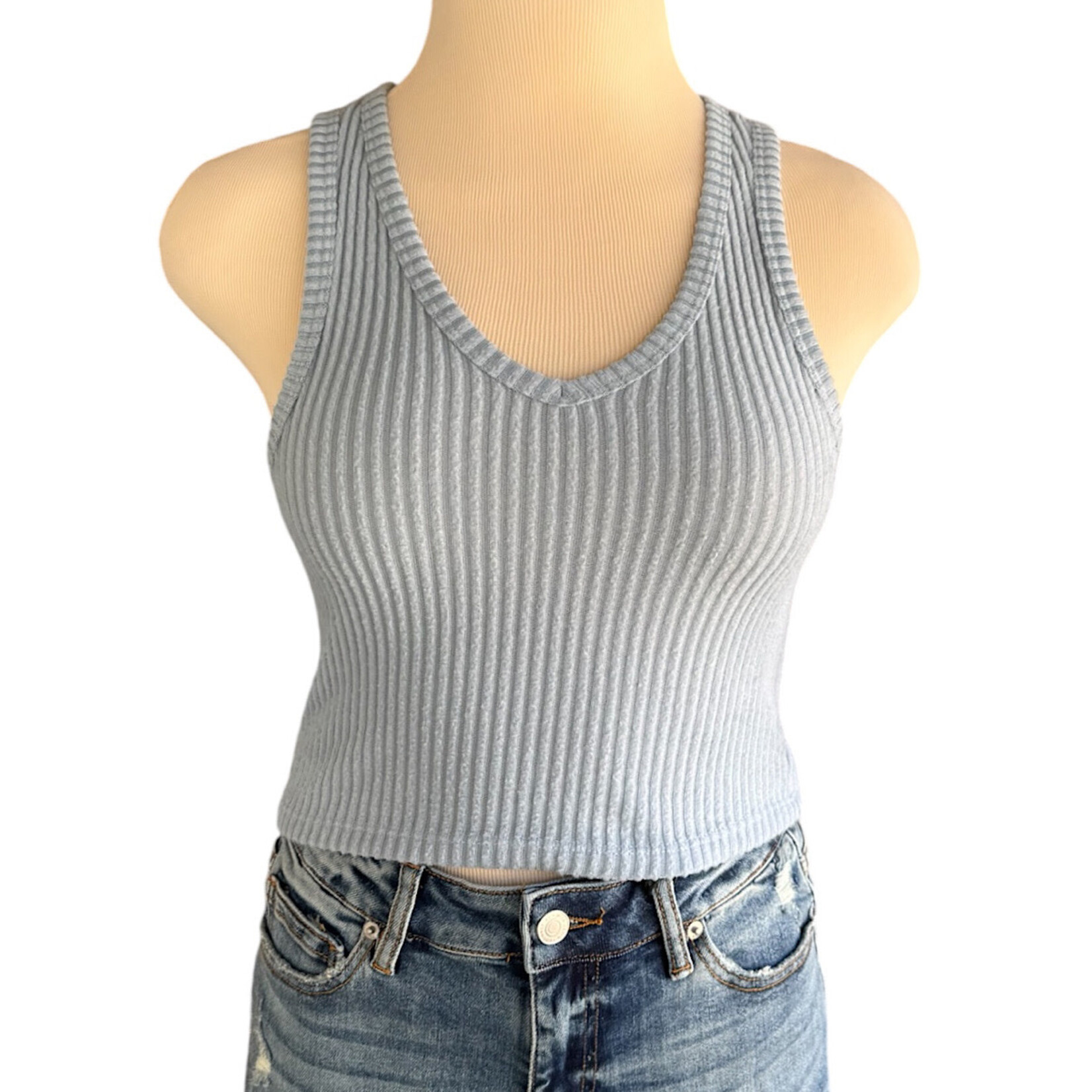 Double Zero Pale Blue Tank Top Size Small -RF