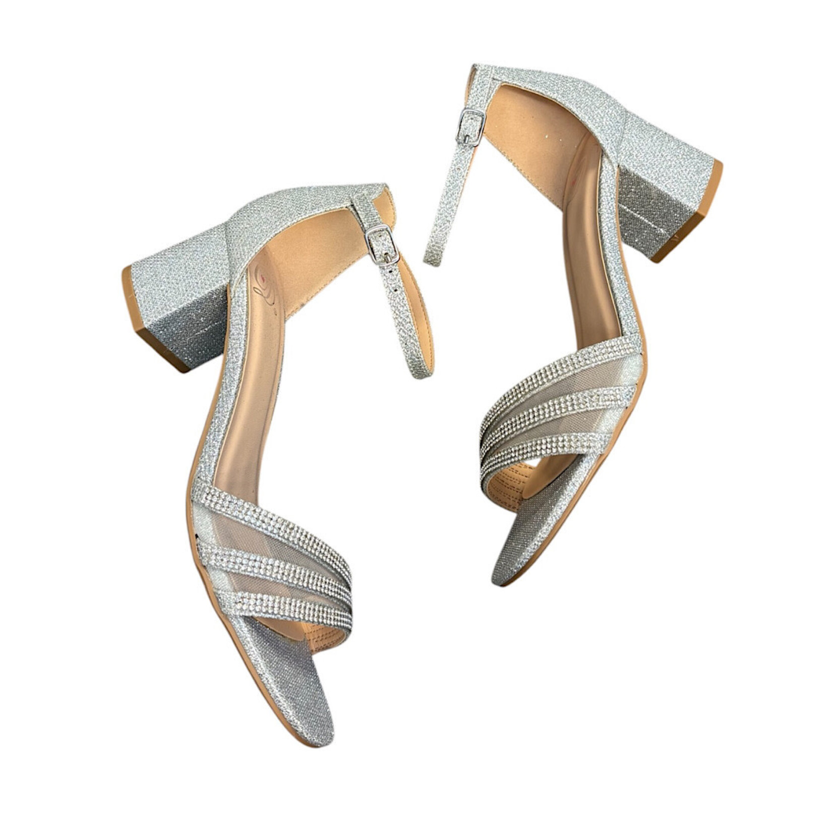 FD Silver Ankle Strap Dress Heel