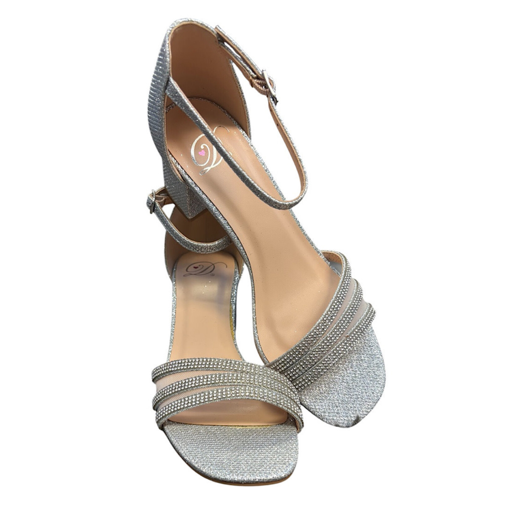 FD Silver Ankle Strap Dress Heel