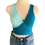 Fresral Turquoise and Teal Twisted Knot Cropped Tank Size Medium -RF