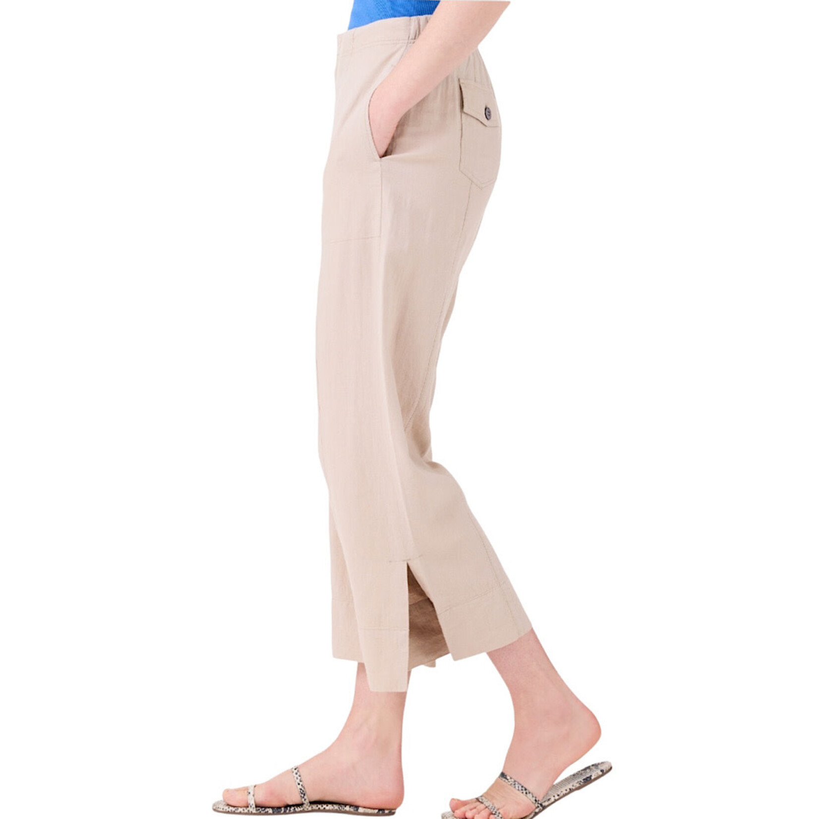 Nic+Zoe Rumba Linen Wide Leg Pant Brown Rice Size 4