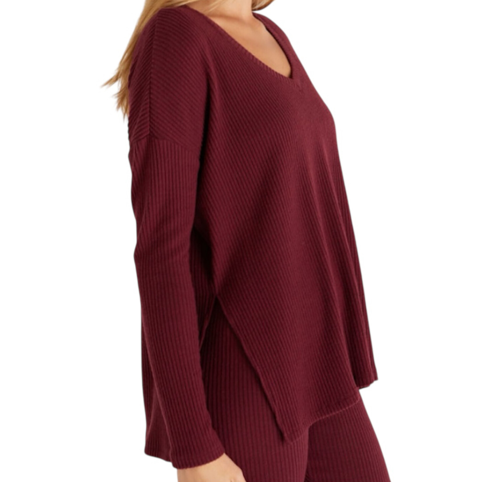 Z Supply Me-Time Rib LS Top Garnet