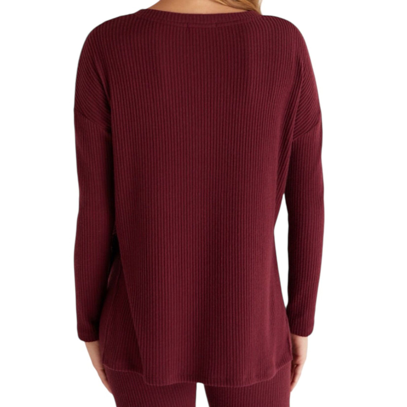 Z Supply Me-Time Rib LS Top Garnet