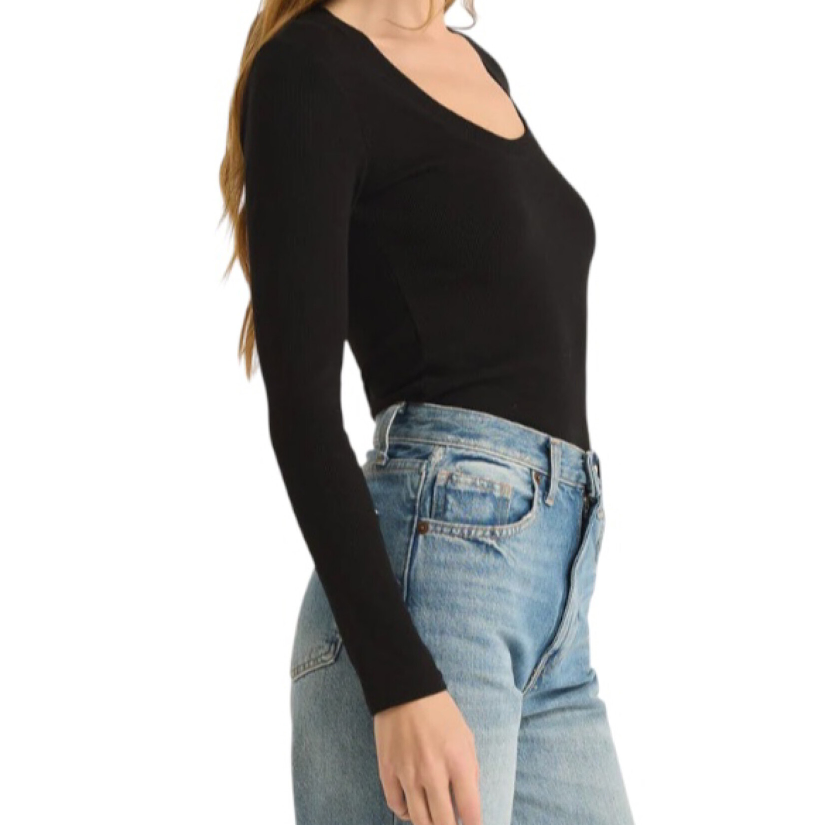 Z Supply Z Supply Sirena Rib LS Tee Black