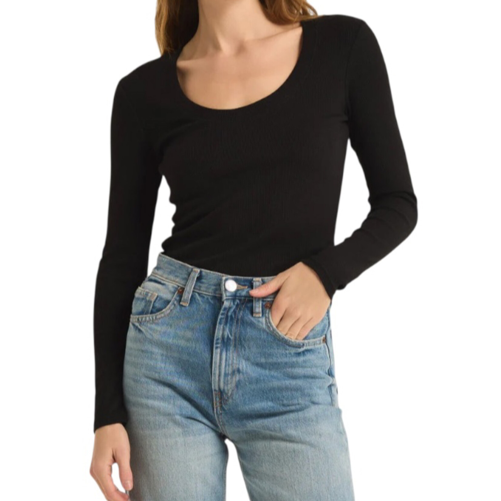Z Supply Z Supply Sirena Rib LS Tee Black