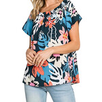 Teal Tropical Printed Off Shoulder Top
