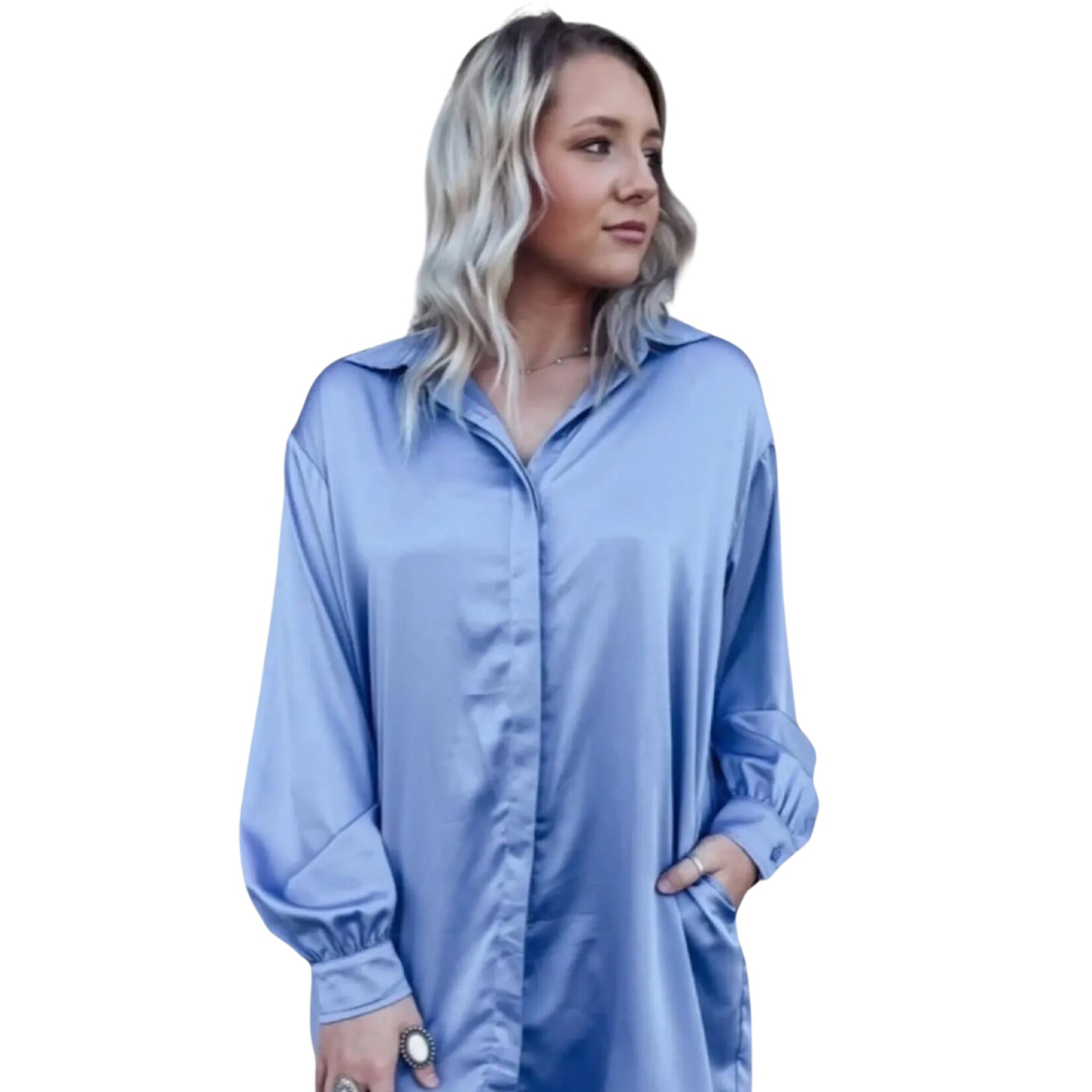 Satin Shirt Dress