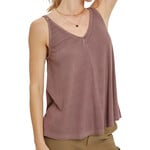 Brown Flowy V Neck Knit Tank