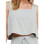 Cool Sage Soft Linen Square Neck Tank