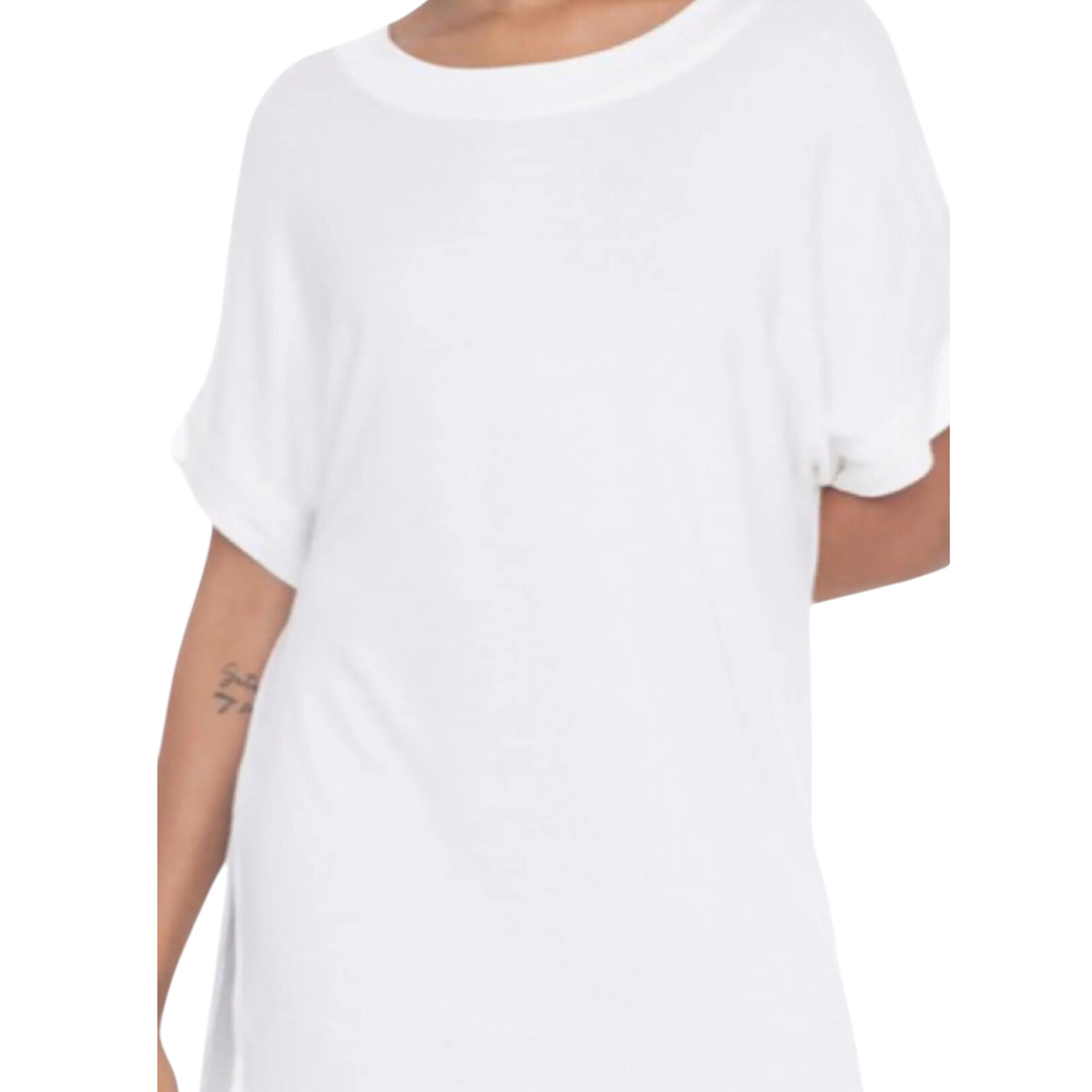 White Dolman Sleeve Oversized Tunic Tee