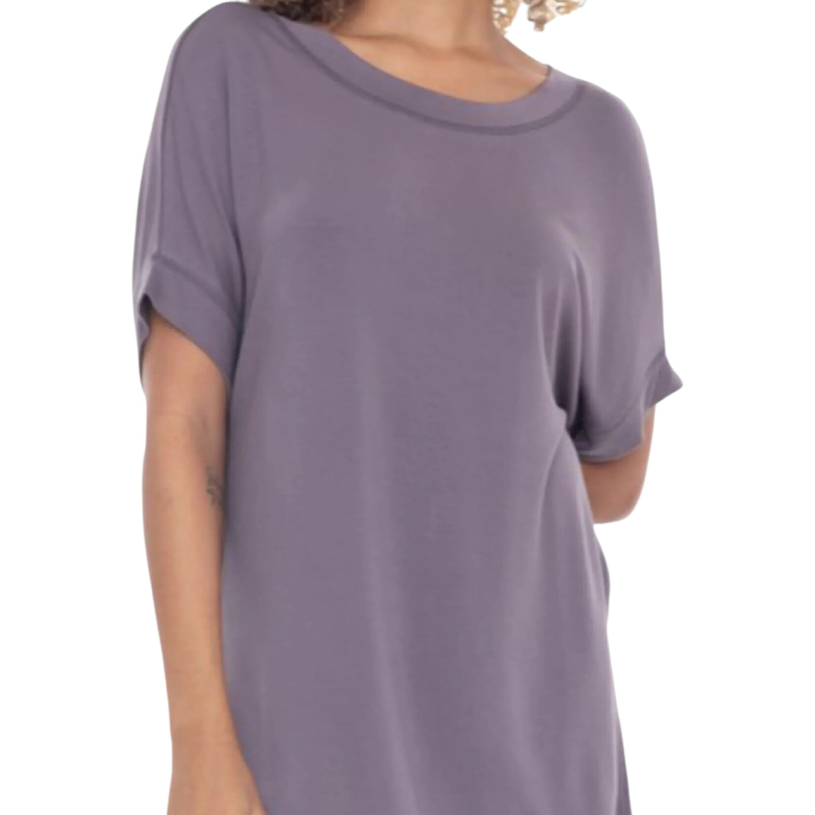 Grey Dolman Sleeve Oversized Tunic Tee