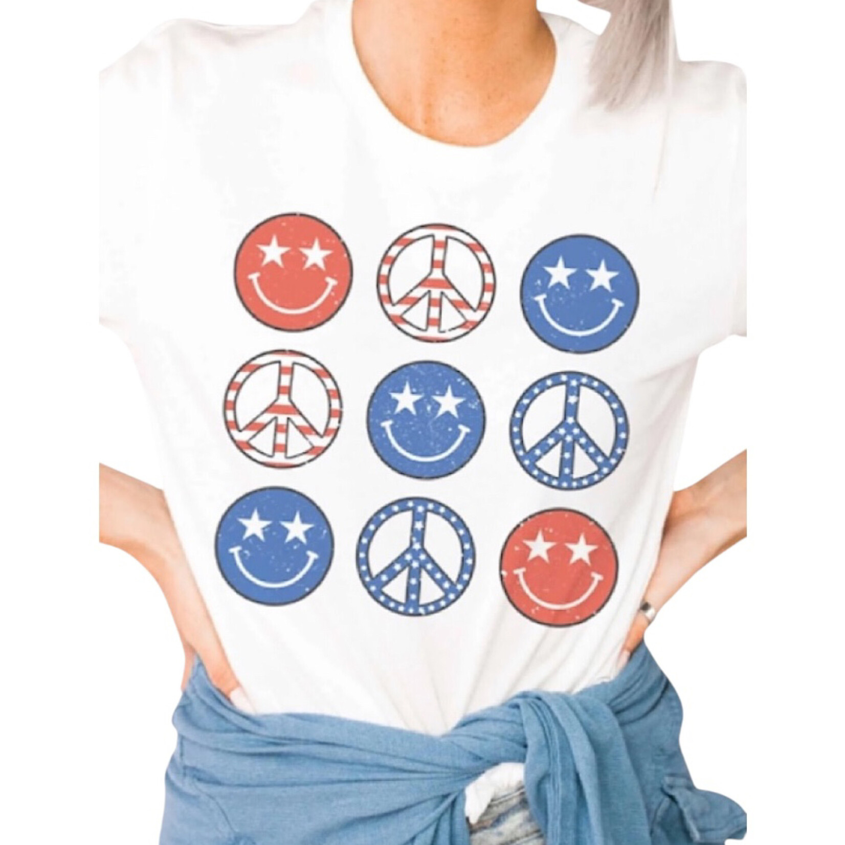 Fourth of July Smiley Hippie Graphic Tee