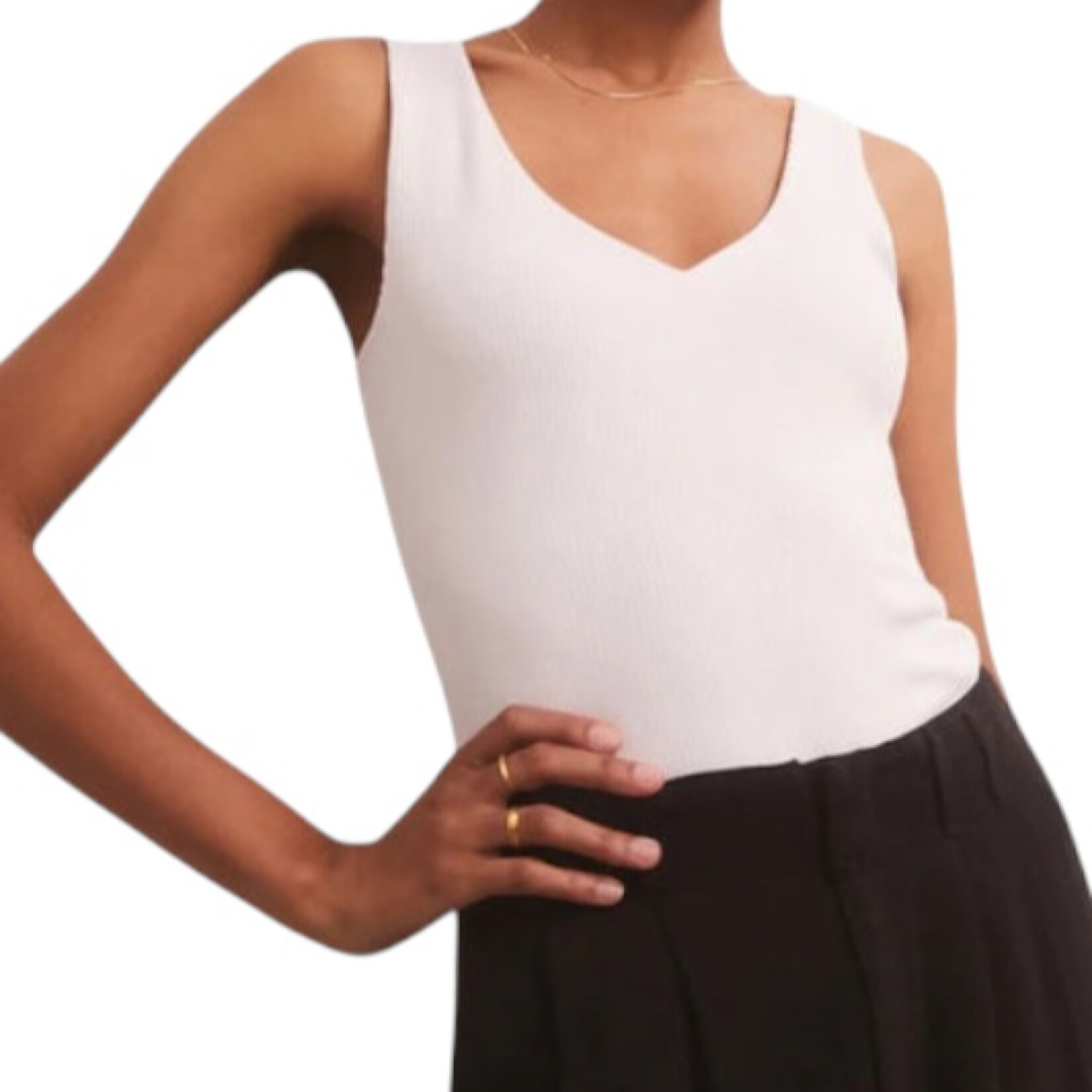 Z Supply Z Supply Avala V-Neck Rib Top White