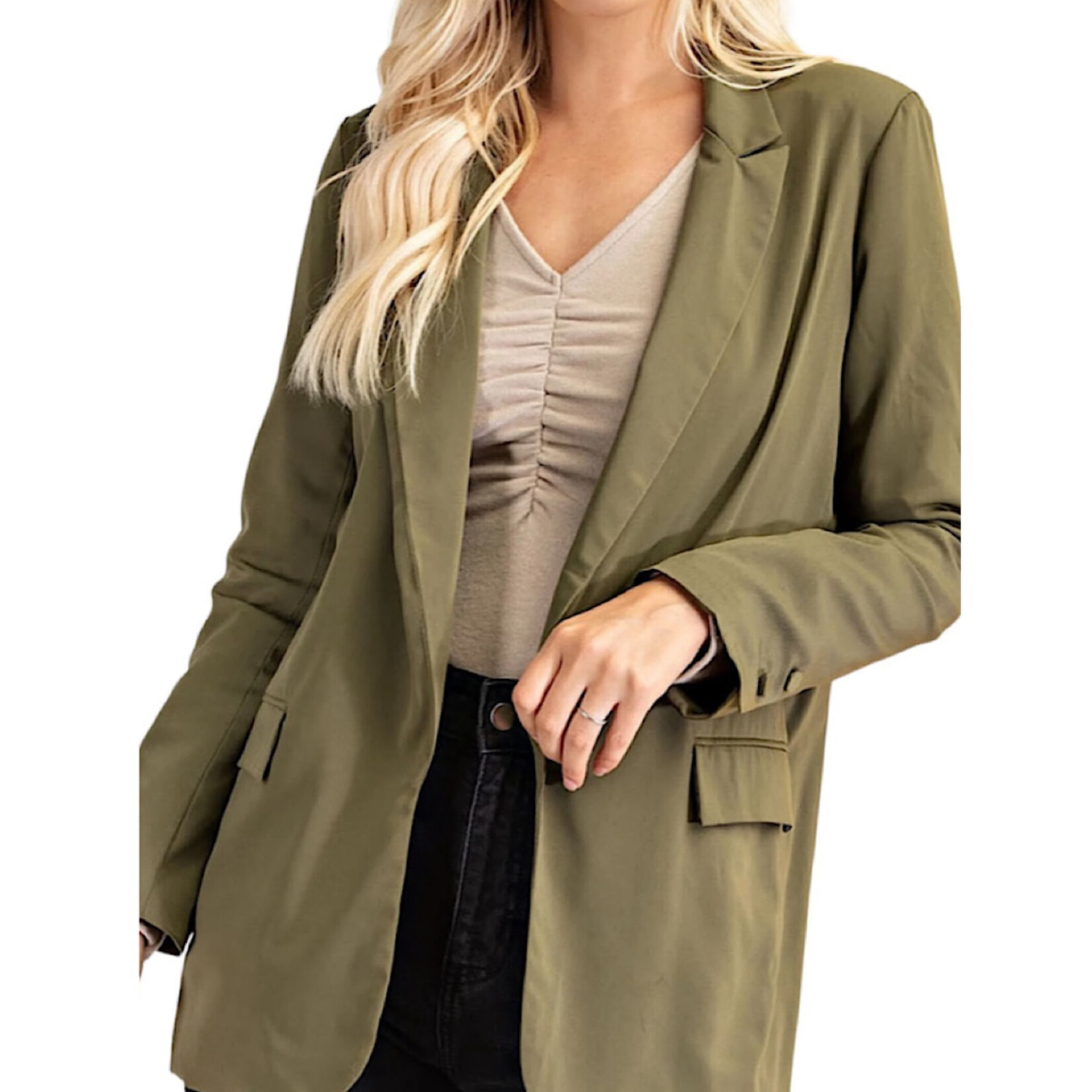 Olive Satin Blazer