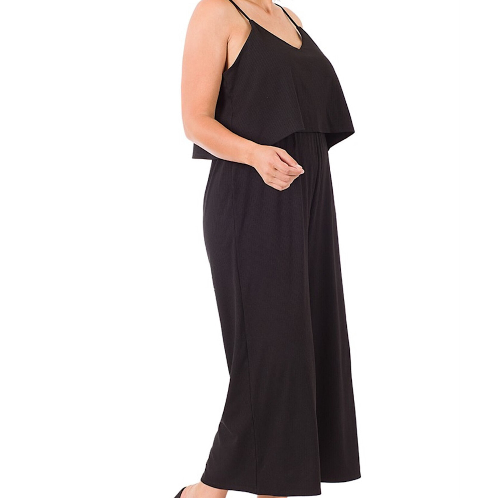 Plus Ribbed Double Layer Jumpsuit