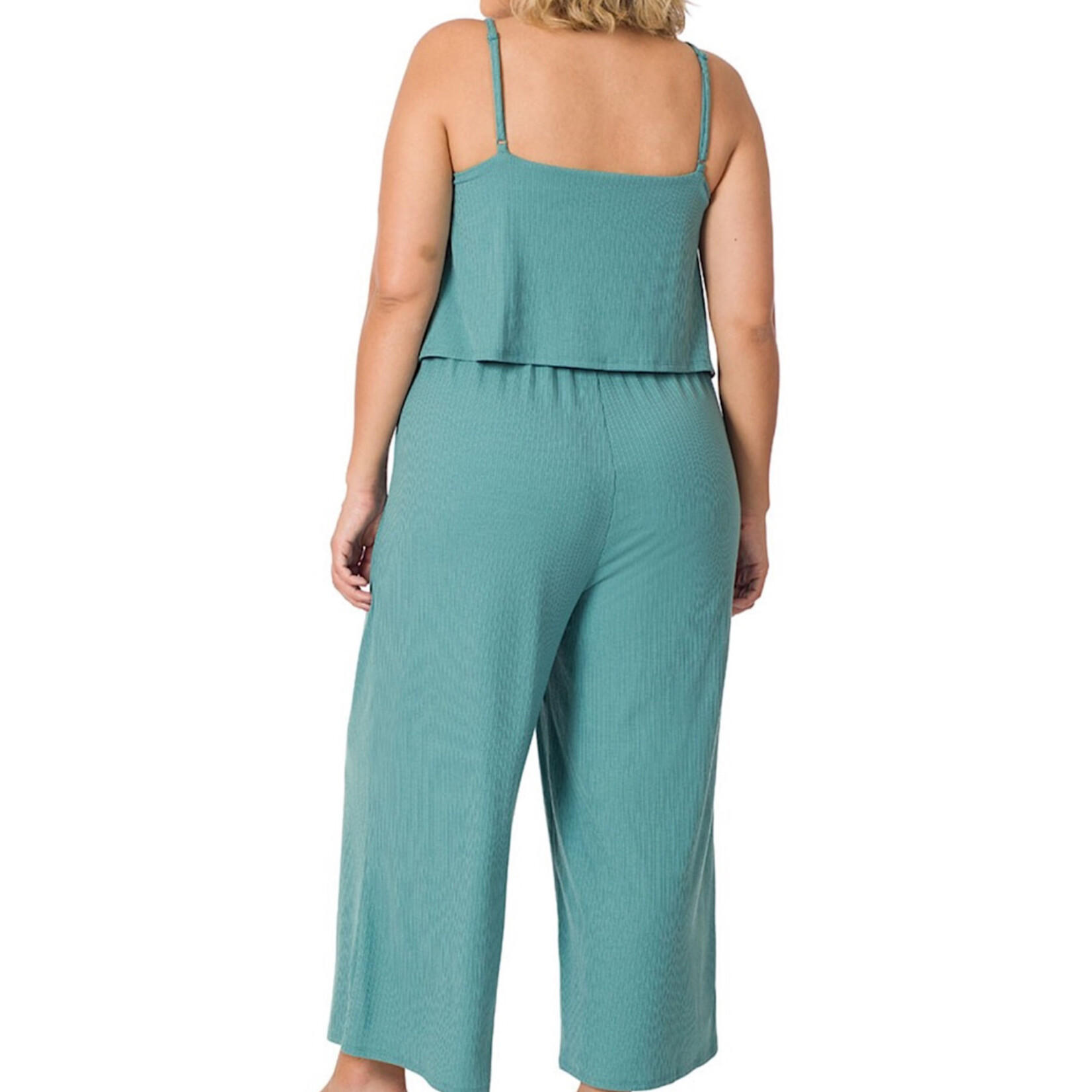Plus Ribbed Double Layer Jumpsuit