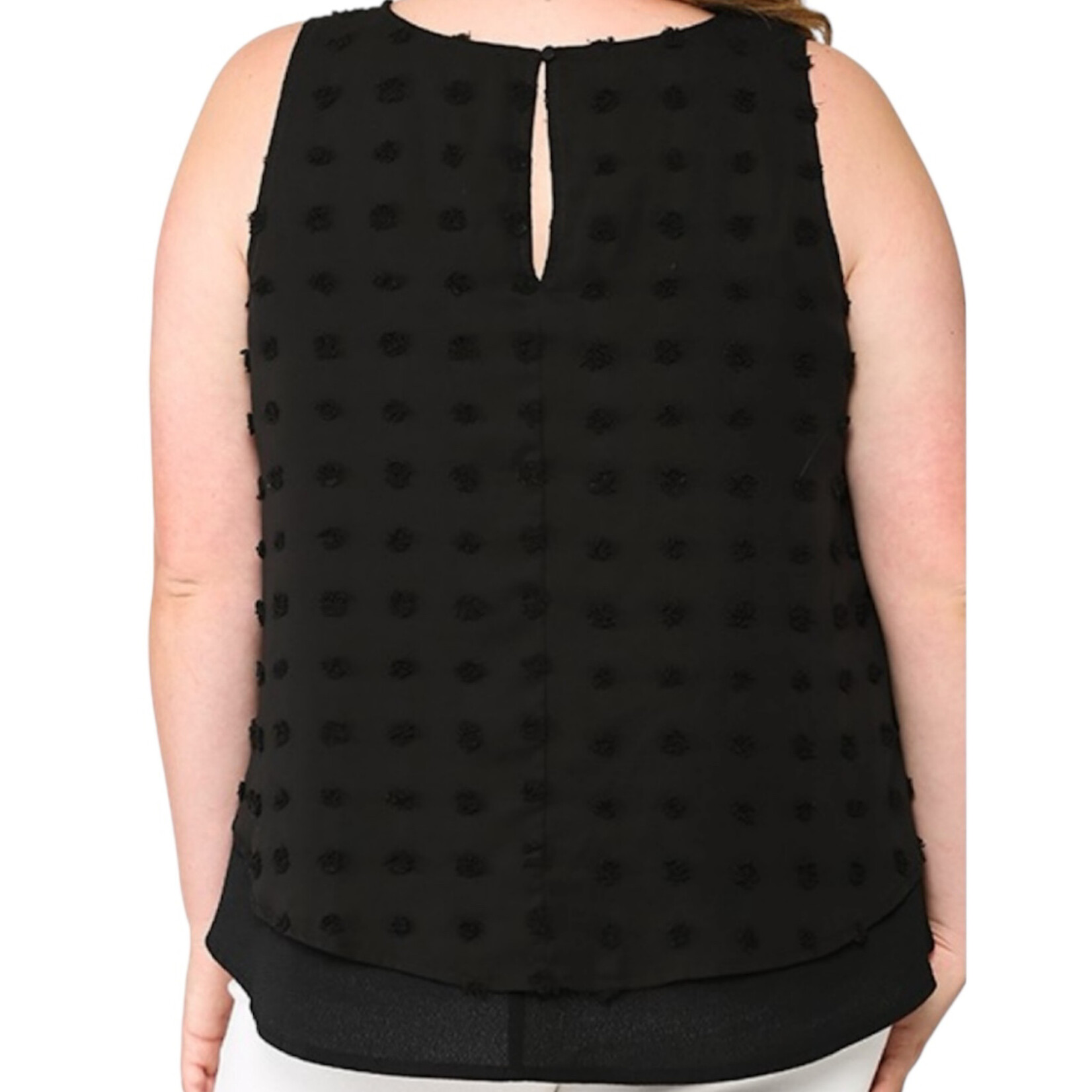 Plus Urakiri Woven Dot Fabric Sleeveless Flowy Top