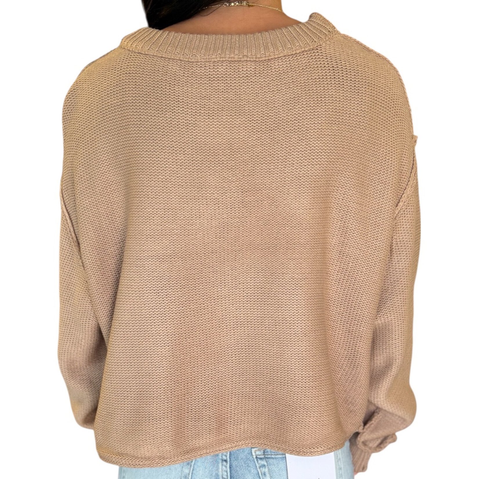 Dark Taupe Cropped Oversized Sweater