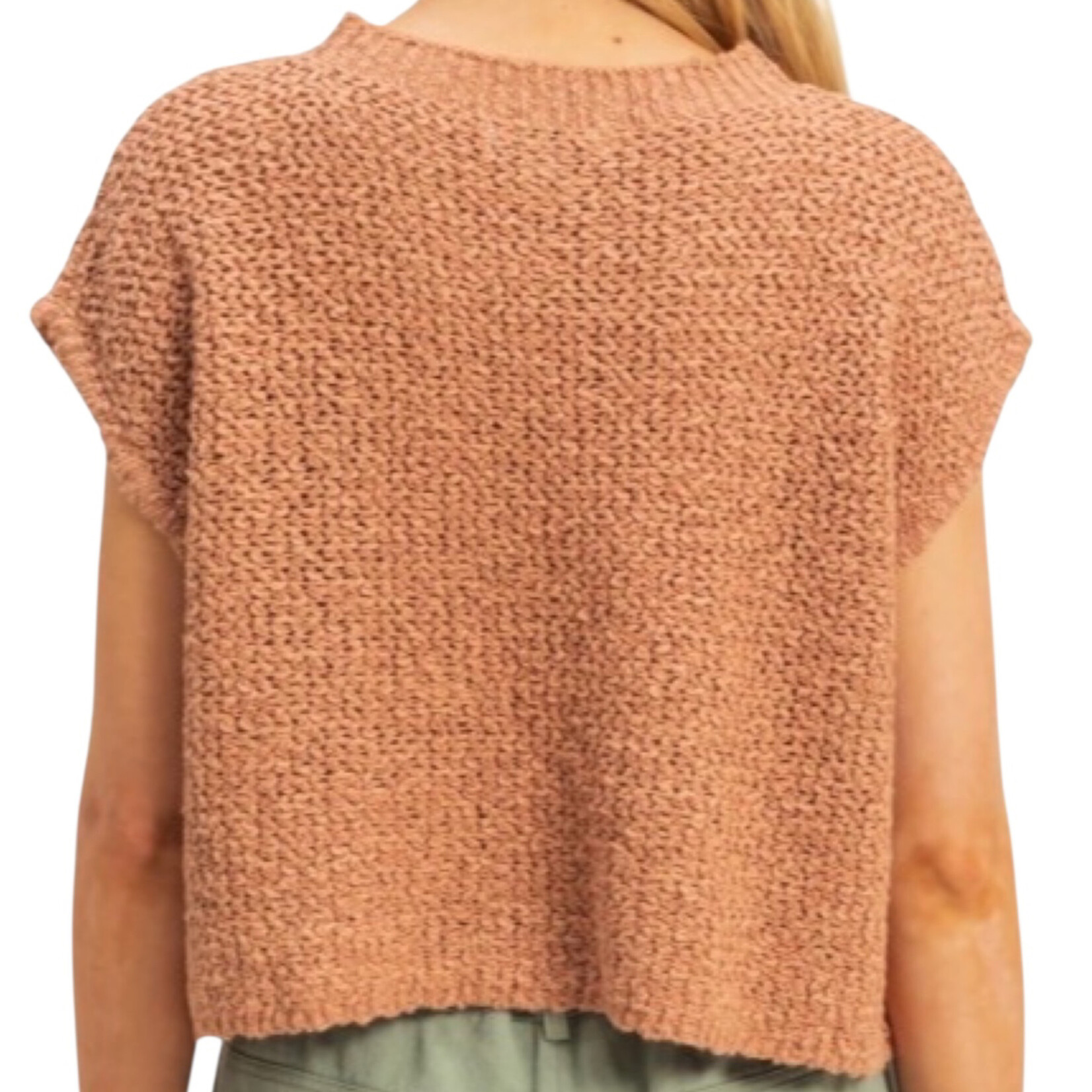 L. Brown Knitted Sweater Top with Pocket Detail