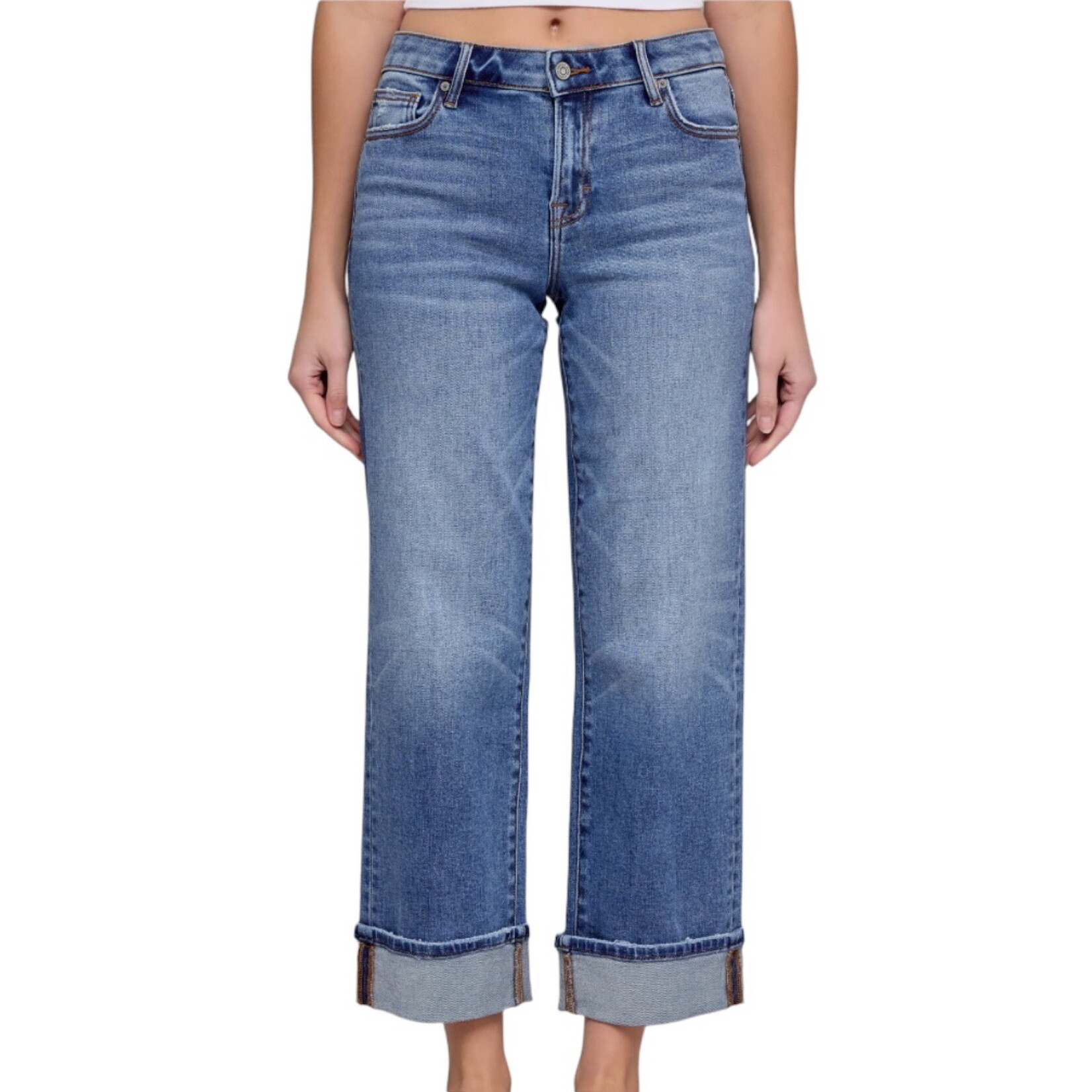 Hidden Hidden HD1724WS-MD Medium Ella Mid Rise Classic Straight Leg Jeans