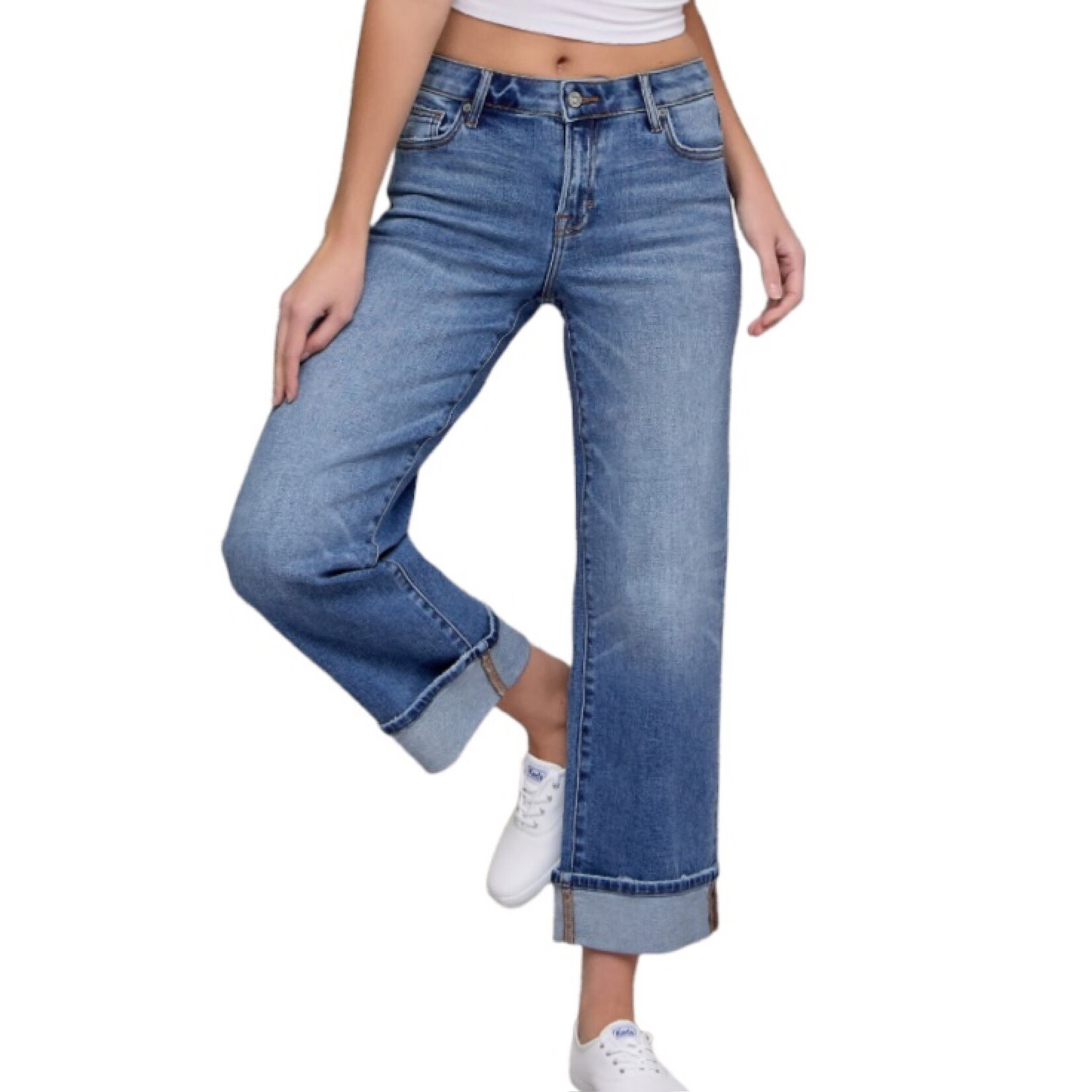 Hidden Hidden HD1724WS-MD Medium Ella Mid Rise Classic Straight Leg Jeans