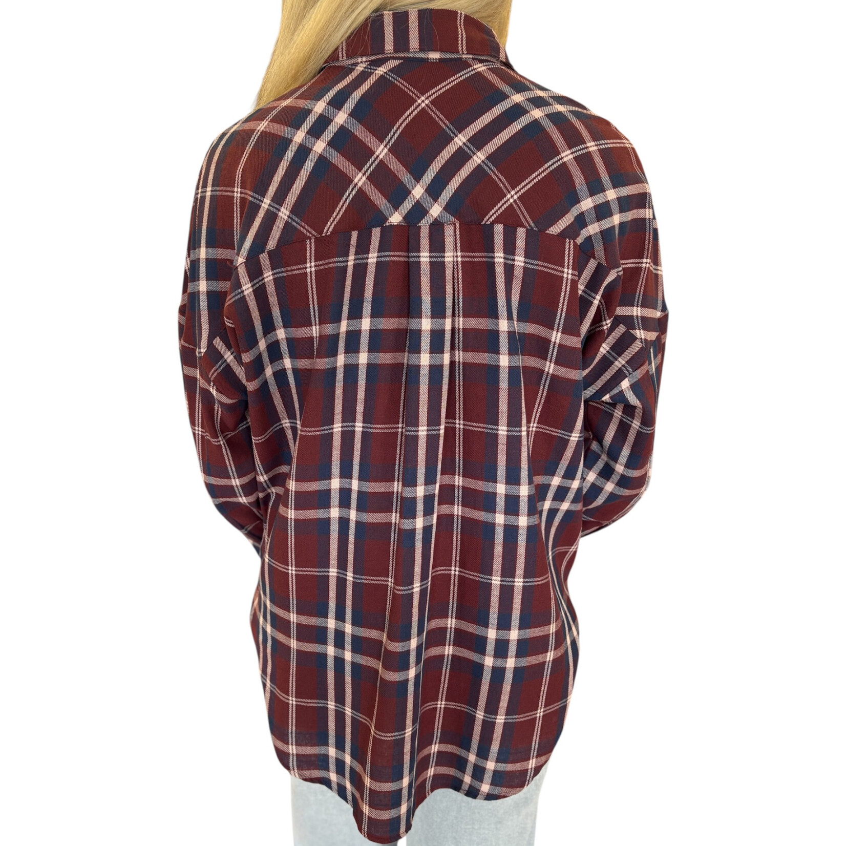 Burgundy Multi Button Down Flannel