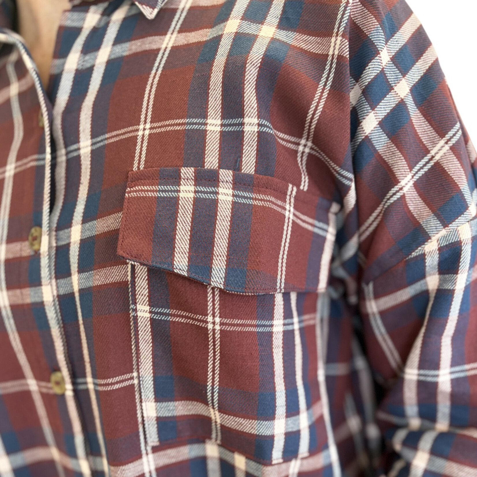 Burgundy Multi Button Down Flannel