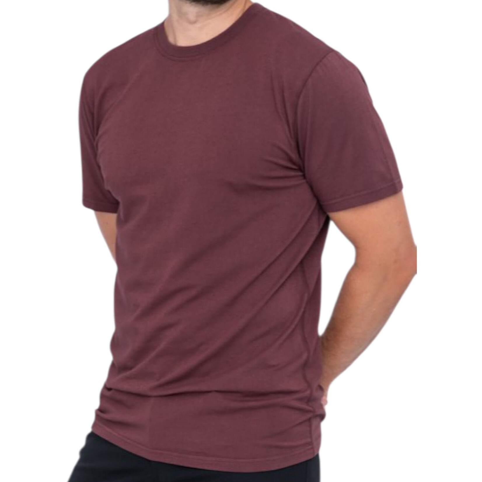 Men's Burgundy Pima Cotton Blend Short Sleeve Top