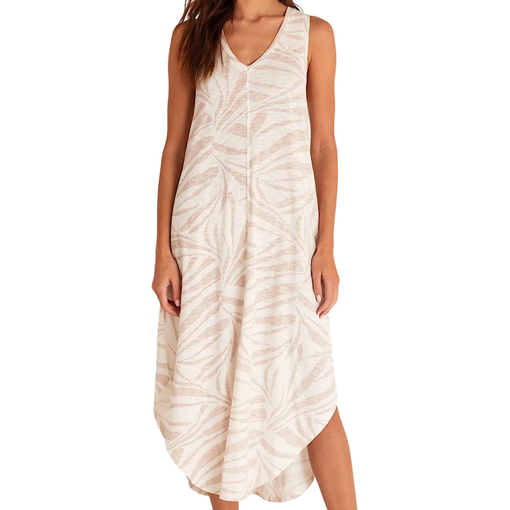 Z Supply Z Supply Reverie Tropical Zebra Dress Sand Dollar