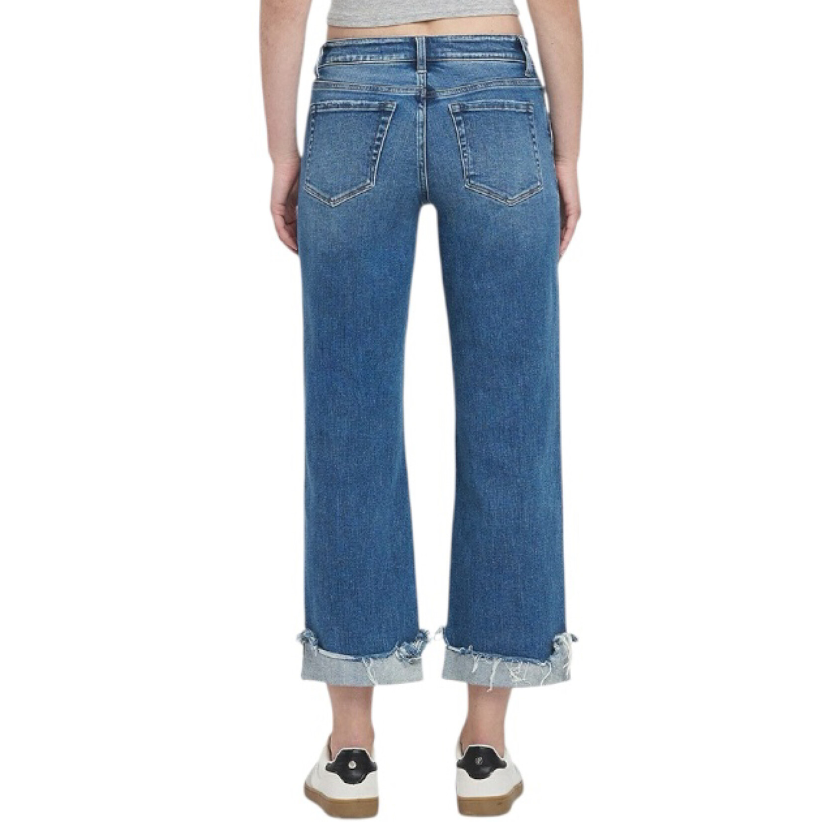 F5861 Medium Wash Mid Rise Cuffed Slim Wide