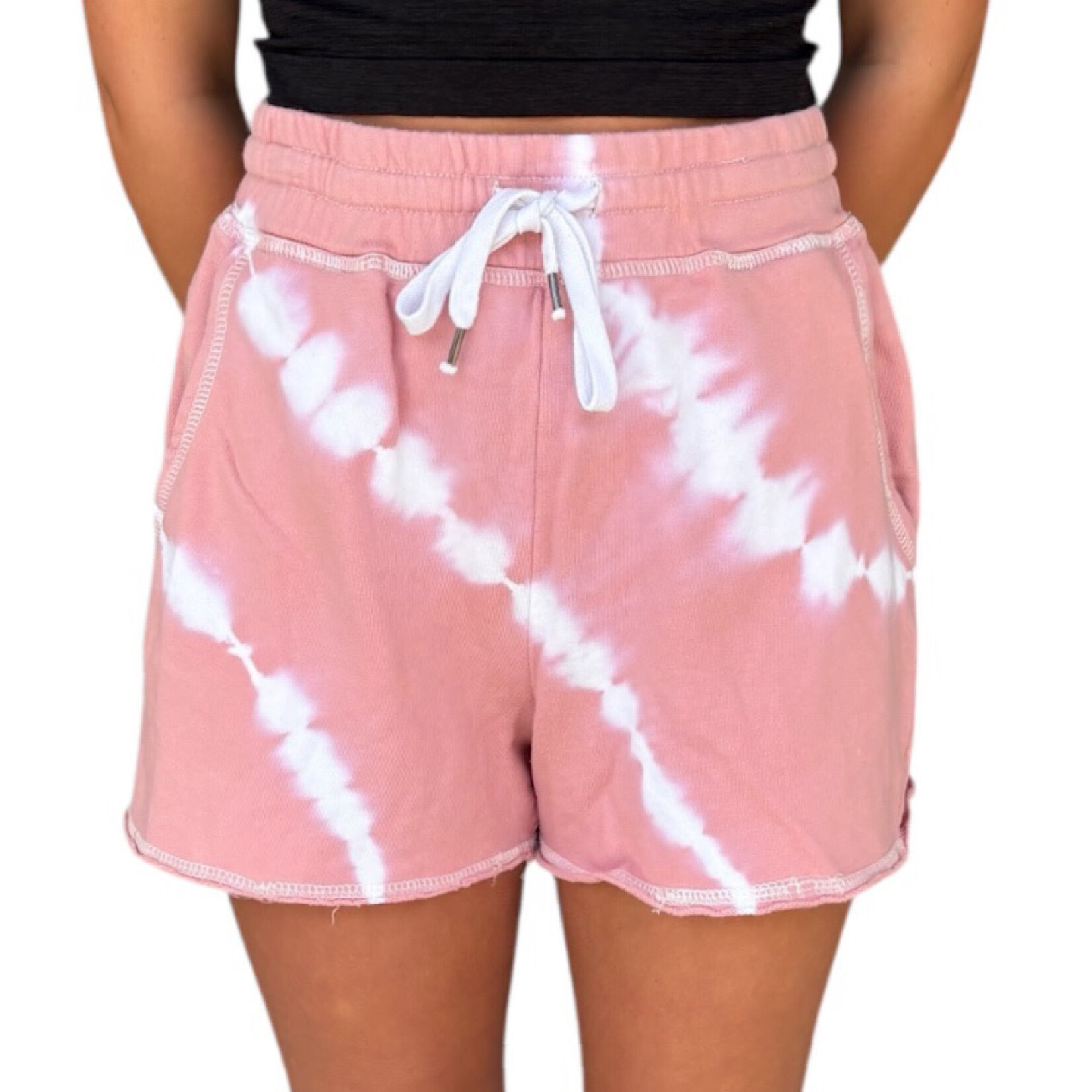She + Sky Pink Tie Dye Print Shorts with Drawstring Waist Size M -RF