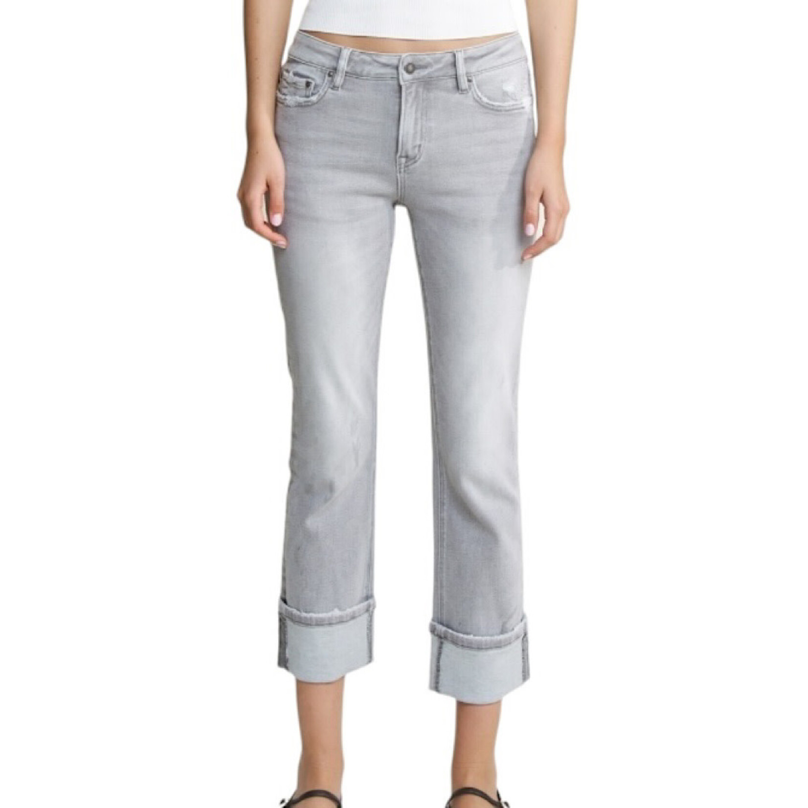 Mica Denim Mica MDP-T3385 Mid Rise Cuffed Straight Leg