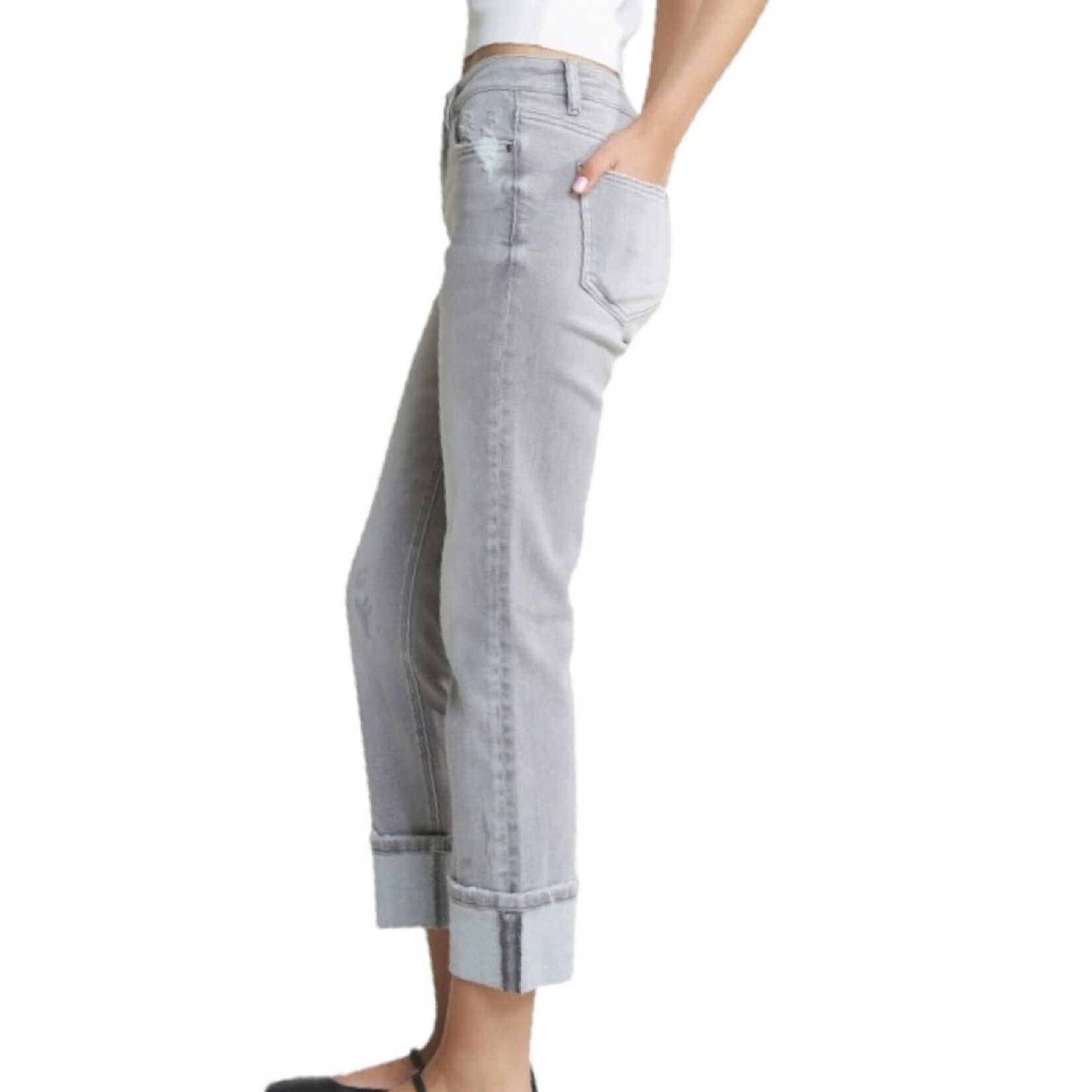 Mica Denim Mica MDP-T3385 Mid Rise Cuffed Straight Leg