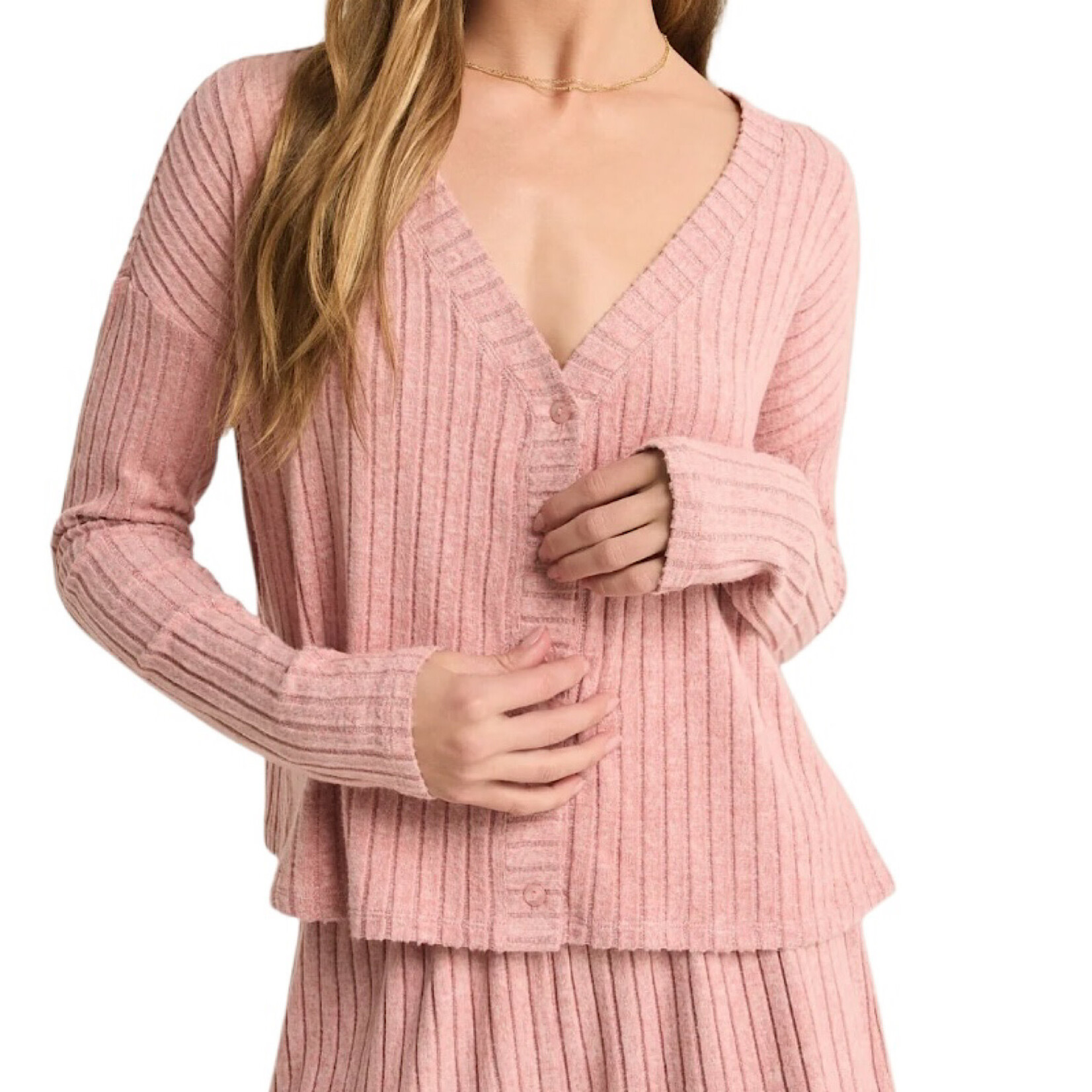 Z Supply Z Supply Mara  L/S Cardigan Top Rosebud