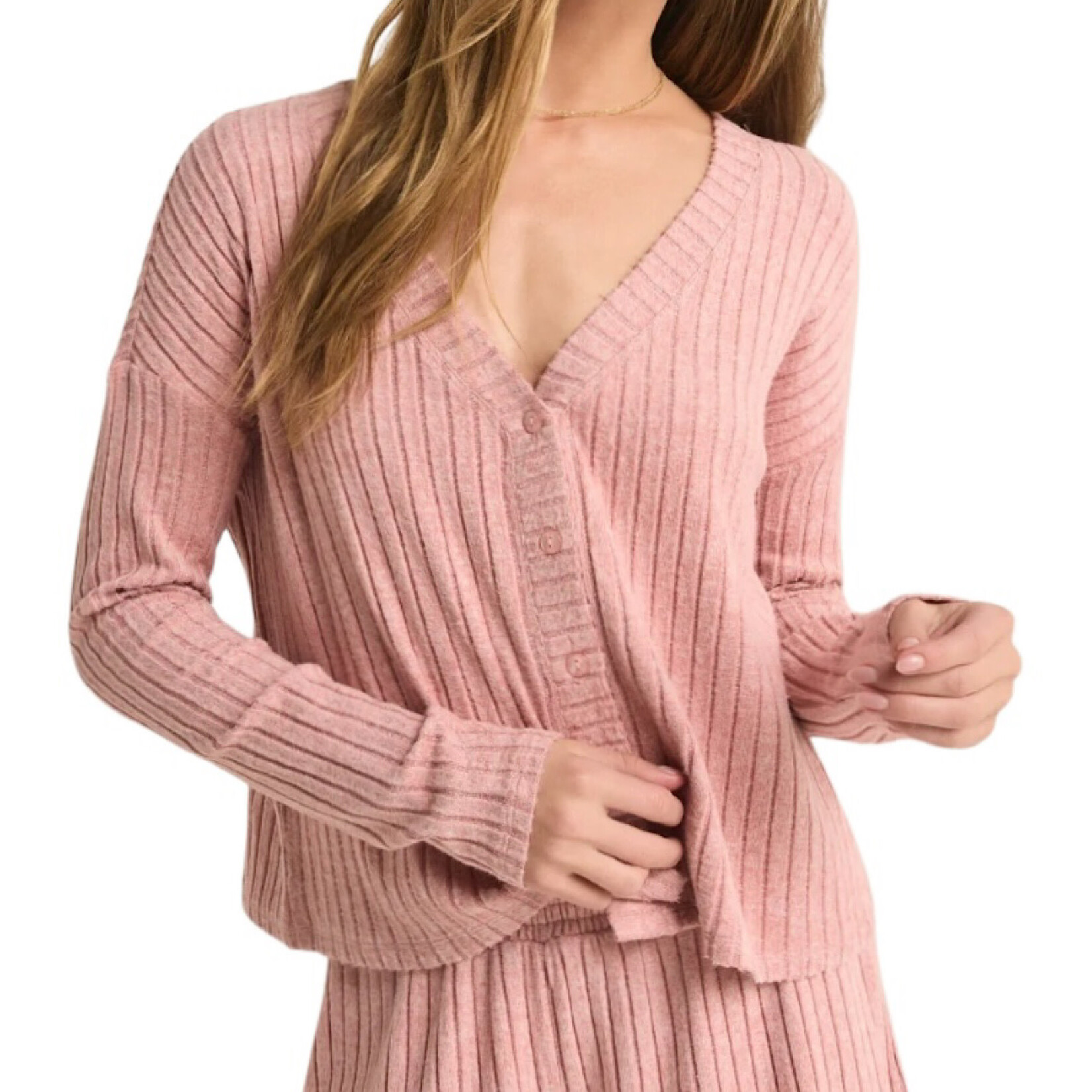 Z Supply Z Supply Mara  L/S Cardigan Top Rosebud