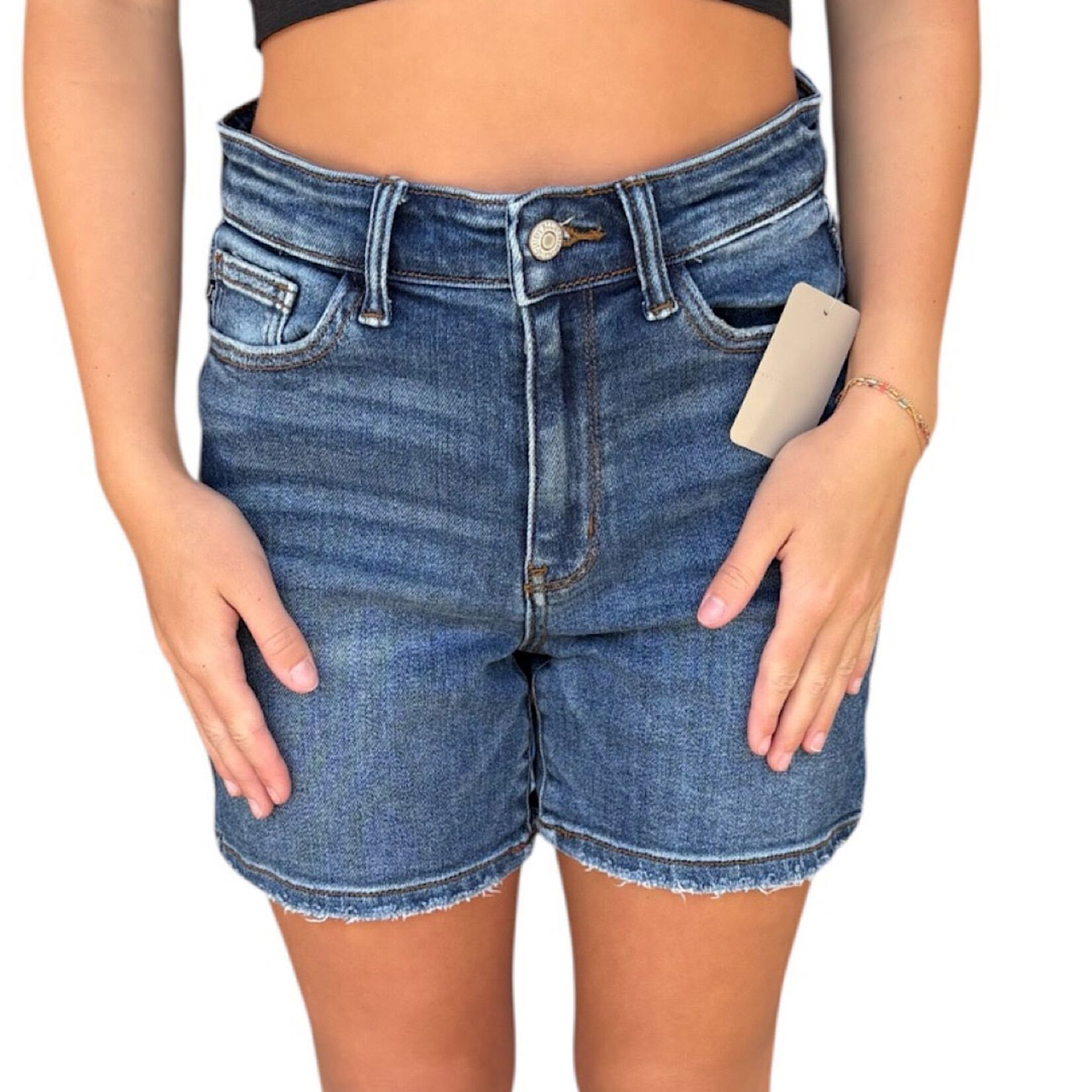 Judy Blue Judy Blue JB15257DK Dark Wash Denim Shorts Size Small-RF