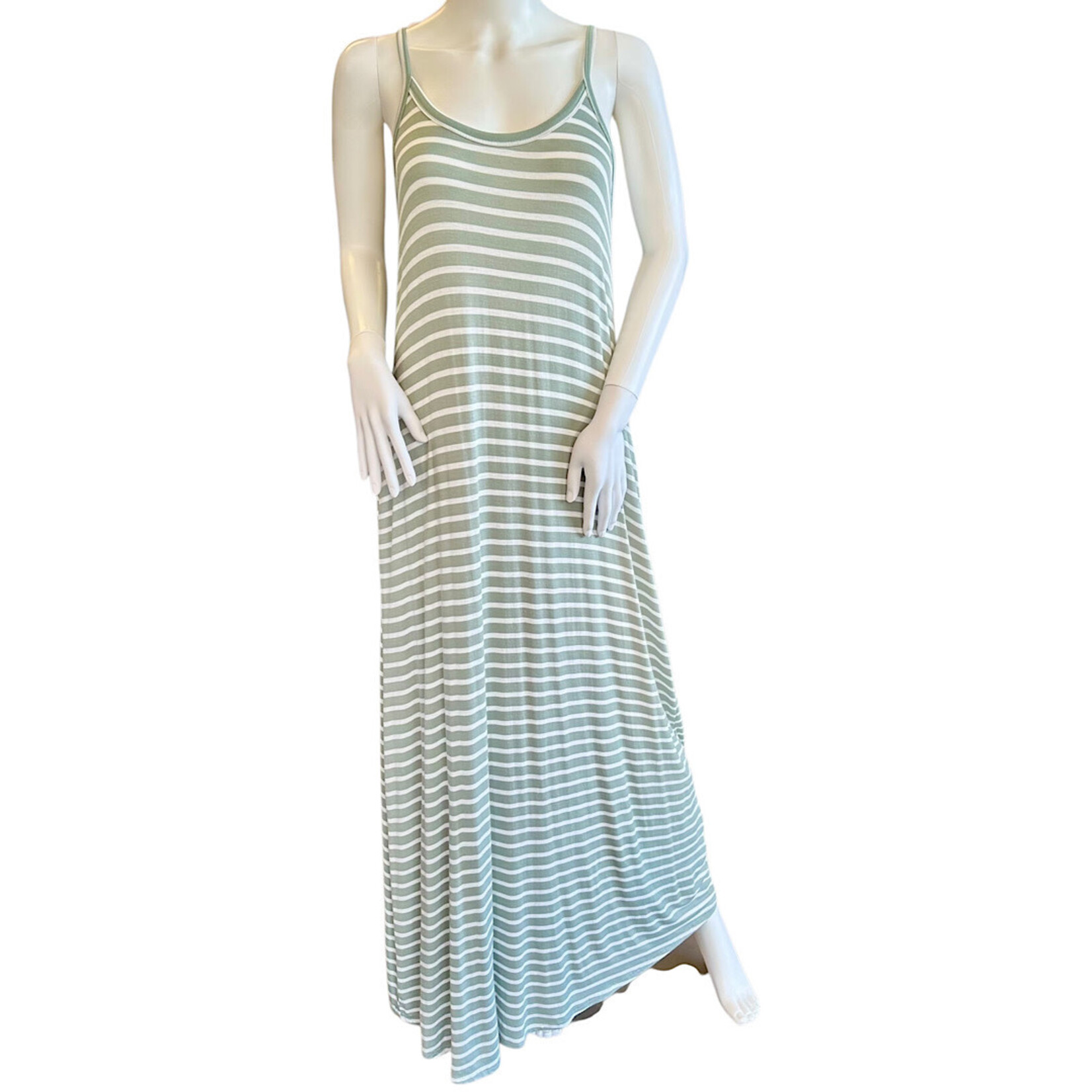 Sage Striped Maxi Dress