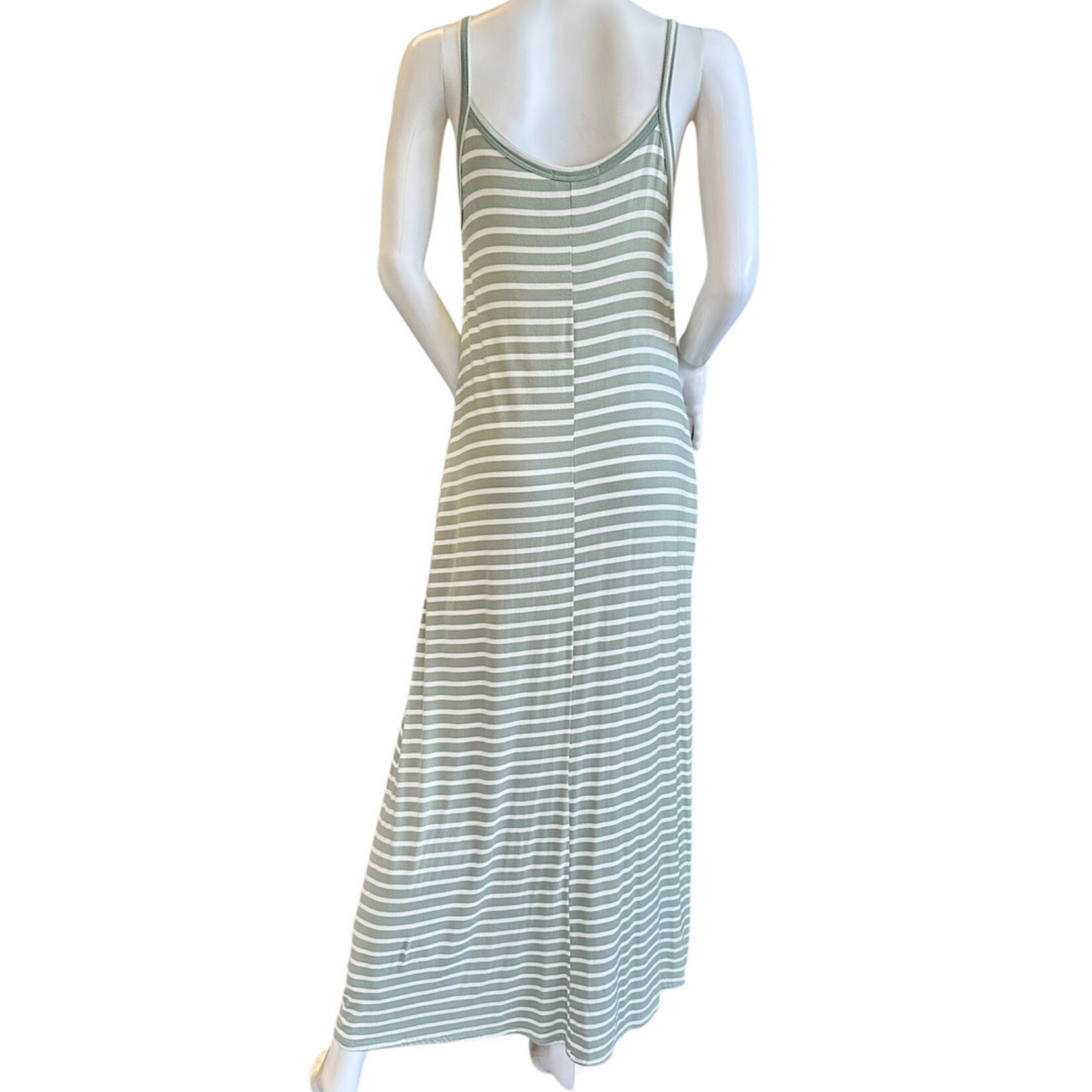 Sage Striped Maxi Dress