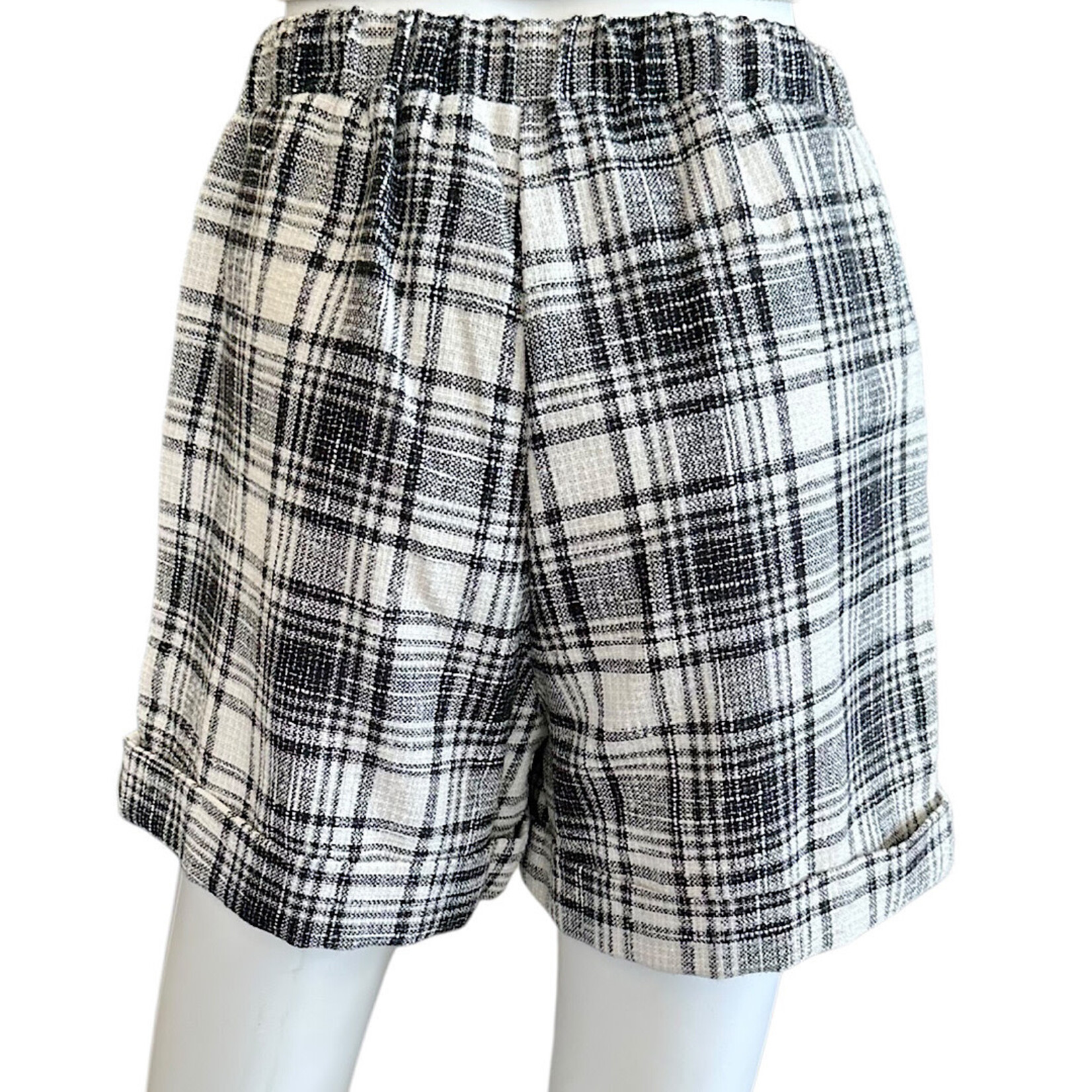 Black Plaid Flannel Short