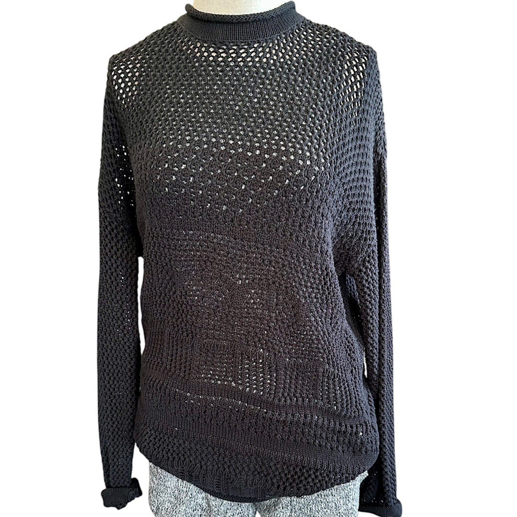 Black Cotton Threads Jaquard Sweater