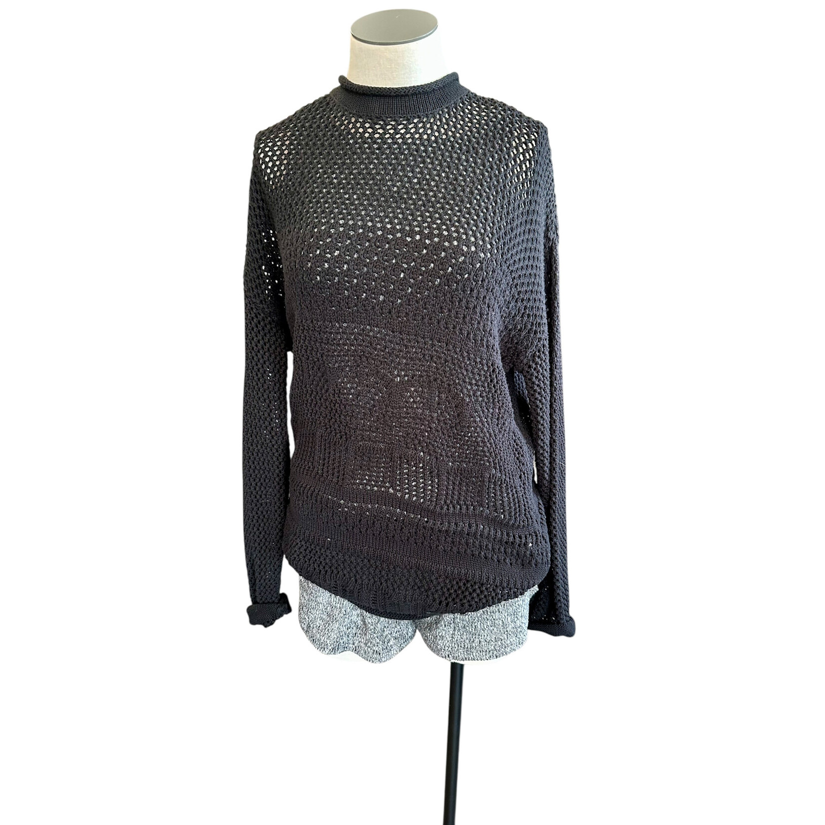 Black Cotton Threads Jaquard Sweater