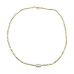 14K Gold Plated Block Chain Barrel Pendant Necklace