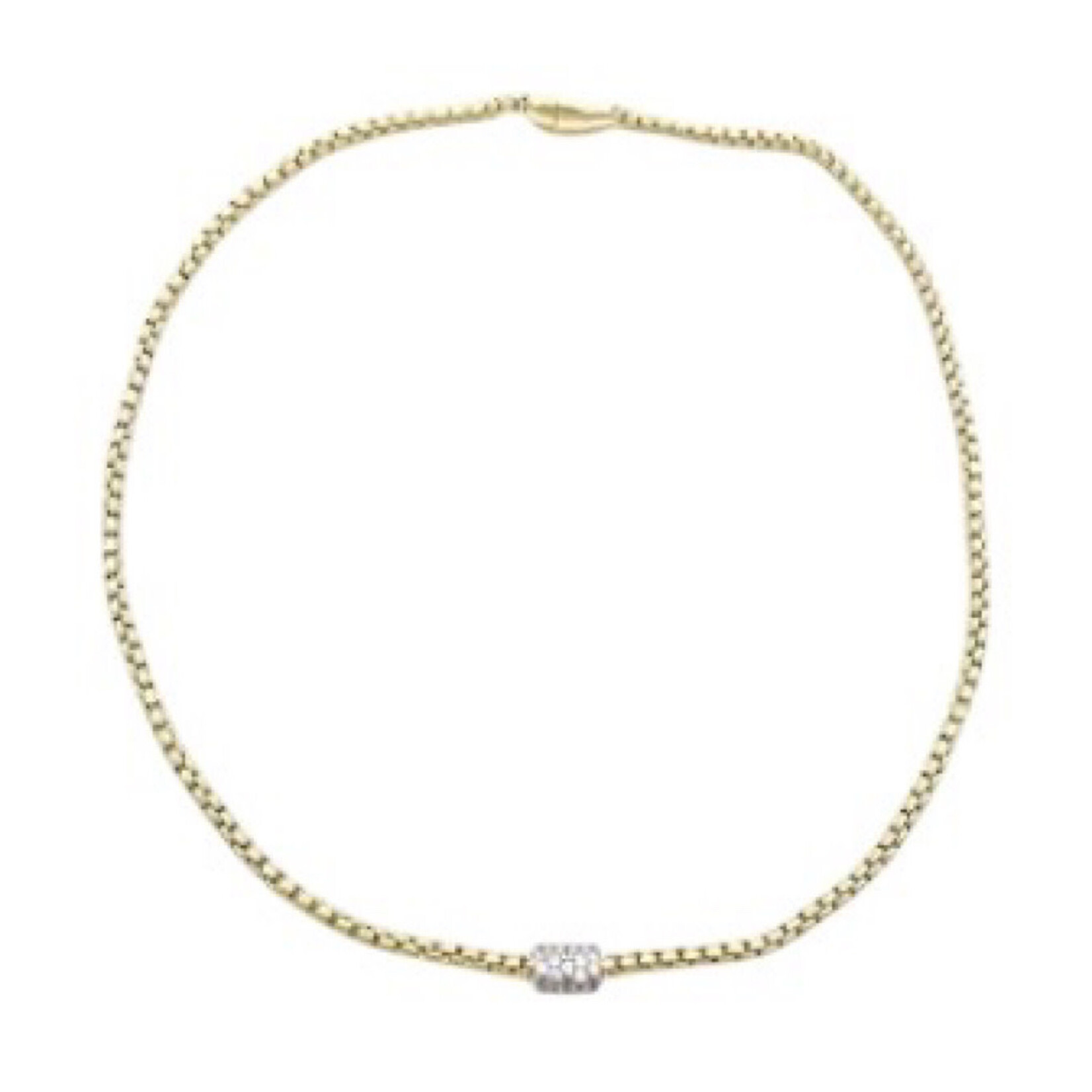 14K Gold Plated Block Chain Barrel Pendant Necklace