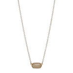 Tiny Gold Hexagon Pave Necklace with White Gold Pendant