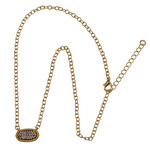 14K Gold Plated Necklace with Hem Pave Pendant