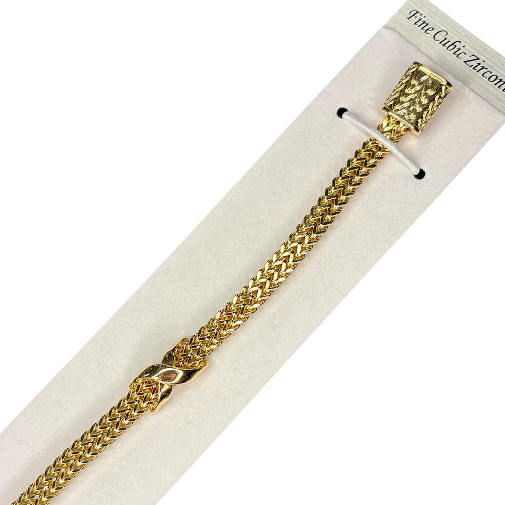 14K Gold Plated Cubic Zirconia Double Chain Bracelet