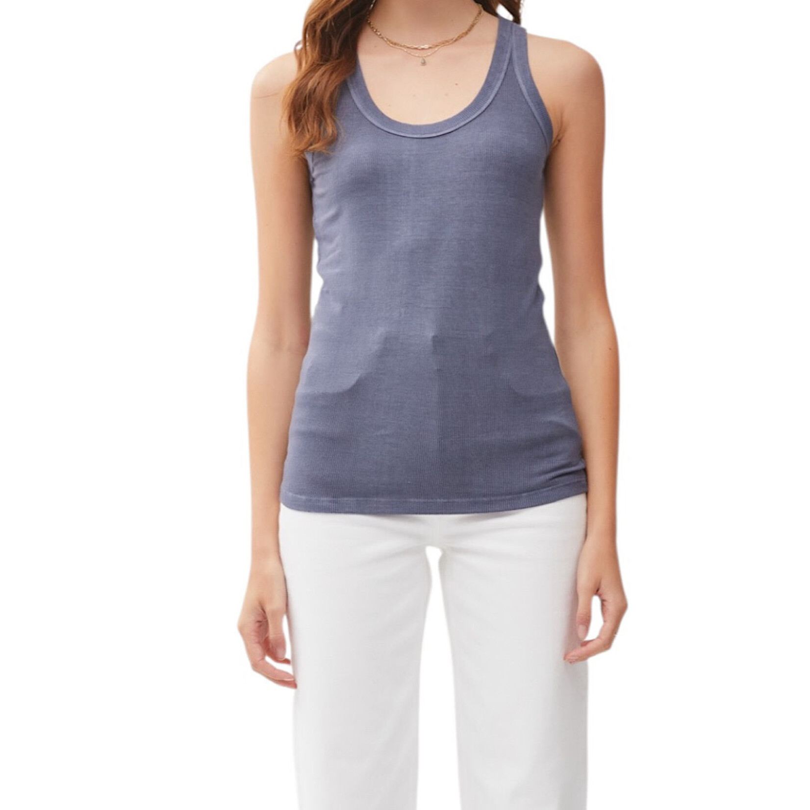 Charcoal Blue Classic Ribbed Tank