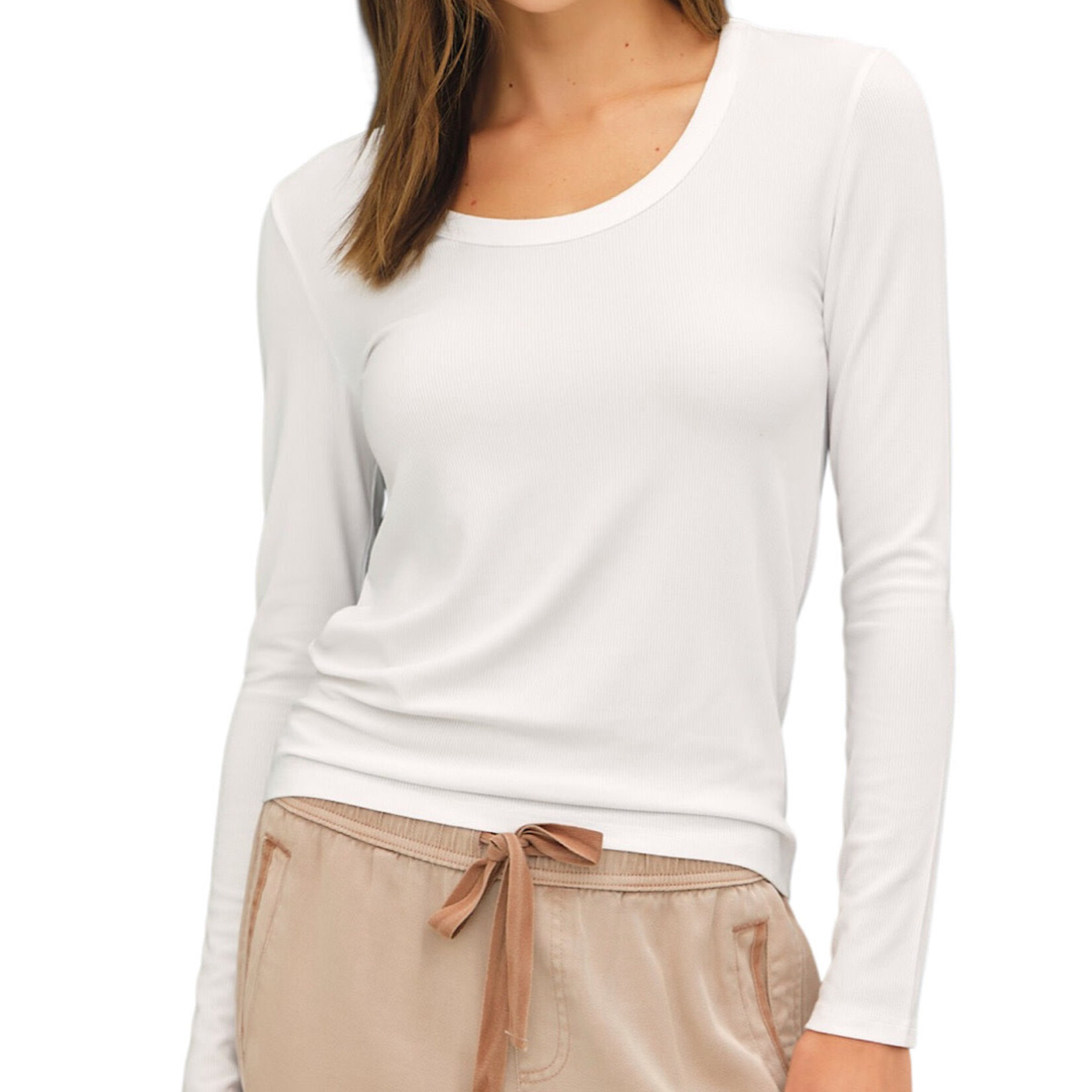 Off White Scoop Neck Long Sleeve Tee